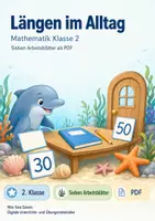 Vorschau - Arbeitsblätter - Längen im Alltag | Mathematik Klasse 2 | 7 Arbeitsblätter als PDF - Deckblatt