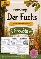 Vorschau - Arbeitsblätter - Freebie Der Fuchs - Kostenlose Arbeitsblätter Forscherheft - Deckblatt