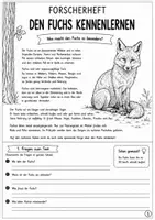 Vorschau - Arbeitsblätter - Freebie Der Fuchs - Kostenlose Arbeitsblätter Forscherheft - Seite 1