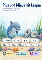 Vorschau - Arbeitsblätter - Plus und Minus mit Längen | Mathematik Klasse 2 | 7 Arbeitsblätter als PDF - Deckblatt