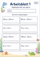 Vorschau - Arbeitsblätter - Plus und Minus mit Längen | Mathematik Klasse 2 | 7 Arbeitsblätter als PDF - Seite 1