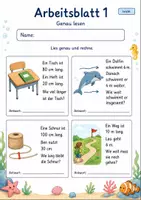 Vorschau - Arbeitsblätter - Textaufgaben mit Längen | Mathematik Klasse 2 | 7 Arbeitsblätter als PDF - Seite 1