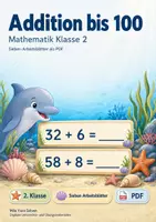 Vorschau - Arbeitsblätter - Addition bis 100 | Mathematik Klasse 2 | 7 Arbeitsblätter als PDF - Deckblatt