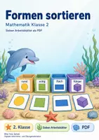 Vorschau - Arbeitsblätter - Formen sortieren | Mathematik Klasse 2 | 7 Arbeitsblätter als PDF - Deckblatt
