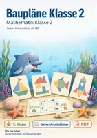 Vorschau - Arbeitsblätter - Baupläne Klasse 2 | Mathematik Klasse 2 | 7 Arbeitsblätter als PDF - Deckblatt