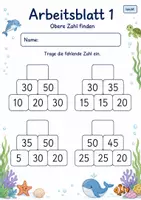 Vorschau - Arbeitsblätter - Zahlenmauern bis 100 | Mathematik Klasse 2 | 7 Arbeitsblätter als PDF - Seite 1