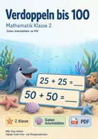 Vorschau - Arbeitsblätter - Verdoppeln bis 100 | Mathematik Klasse 2 | 7 Arbeitsblätter als PDF - Deckblatt