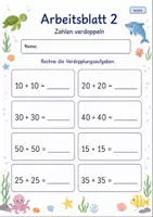 Vorschau - Arbeitsblätter - Verdoppeln bis 100 | Mathematik Klasse 2 | 7 Arbeitsblätter als PDF - Seite 2