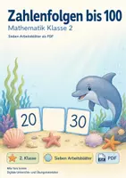 Vorschau - Arbeitsblätter - Zahlenfolgen bis 100 | Mathematik Klasse 2 | 7 Arbeitsblätter als PDF - Deckblatt