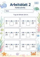 Vorschau - Arbeitsblätter - Zahlenfolgen bis 100 | Mathematik Klasse 2 | 7 Arbeitsblätter als PDF - Seite 2