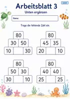 Vorschau - Arbeitsblätter - Zahlenmauern mit Plus und Minus bis 100 | Mathematik Klasse 2 | 7 Arbeitsblätter als PDF - Seite 3