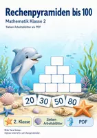 Vorschau - Arbeitsblätter - Rechenpyramiden bis 100 | Mathematik Klasse 2 | 7 Arbeitsblätter als PDF - Deckblatt