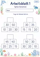 Vorschau - Arbeitsblätter - Rechenpyramiden bis 100 | Mathematik Klasse 2 | 7 Arbeitsblätter als PDF - Seite 1