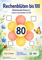 Vorschau - Arbeitsblätter - Rechenblüten bis 100 | Mathematik Klasse 2 | 7 Arbeitsblätter als PDF - Deckblatt