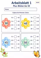 Vorschau - Arbeitsblätter - Rechenblüten bis 100 | Mathematik Klasse 2 | 7 Arbeitsblätter als PDF - Seite 1