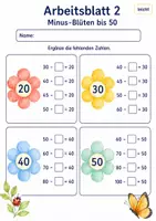 Vorschau - Arbeitsblätter - Rechenblüten bis 100 | Mathematik Klasse 2 | 7 Arbeitsblätter als PDF - Seite 2