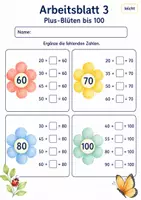 Vorschau - Arbeitsblätter - Rechenblüten bis 100 | Mathematik Klasse 2 | 7 Arbeitsblätter als PDF - Seite 3