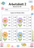 Vorschau - Arbeitsblätter - Rechenblumen bis 100 | Mathematik Klasse 2 | 7 Arbeitsblätter als PDF - Seite 2