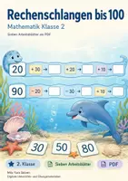 Vorschau - Arbeitsblätter - Rechenschlangen bis 100 | Mathematik Klasse 2 | 7 Arbeitsblätter als PDF - Deckblatt