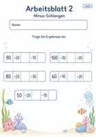 Vorschau - Arbeitsblätter - Rechenschlangen bis 100 | Mathematik Klasse 2 | 7 Arbeitsblätter als PDF - Seite 2