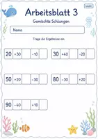 Vorschau - Arbeitsblätter - Rechenschlangen bis 100 | Mathematik Klasse 2 | 7 Arbeitsblätter als PDF - Seite 3