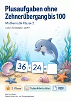 Vorschau - Arbeitsblätter - Plusaufgaben ohne Zehnerübergang bis 100 | Mathematik Klasse 2 | 7 Arbeitsblätter als PDF - Deckblatt