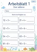 Vorschau - Arbeitsblätter - Plusaufgaben ohne Zehnerübergang bis 100 | Mathematik Klasse 2 | 7 Arbeitsblätter als PDF - Seite 1