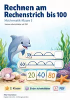 Vorschau - Arbeitsblätter - Rechnen am Rechenstrich bis 100 | Mathematik Klasse 2 | 7 Arbeitsblätter als PDF - Deckblatt