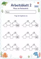 Vorschau - Arbeitsblätter - Rechnen am Rechenstrich bis 100 | Mathematik Klasse 2 | 7 Arbeitsblätter als PDF - Seite 2