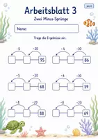 Vorschau - Arbeitsblätter - Minusaufgaben am Rechenstrich bis 100 | Mathematik Klasse 2 | 7 Arbeitsblätter als PDF - Seite 3