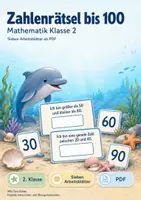 Vorschau - Arbeitsblätter - Zahlenrätsel bis 100 | Mathematik Klasse 2 | 7 Arbeitsblätter als PDF - Deckblatt