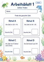 Vorschau - Arbeitsblätter - Zahlenrätsel bis 100 | Mathematik Klasse 2 | 7 Arbeitsblätter als PDF - Seite 1