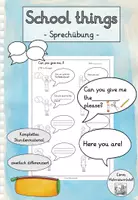 Vorschau - Arbeitsblätter - School Things – Sprechübung mit Dialogkarten | Partnerarbeit & Differenzierung - Deckblatt
