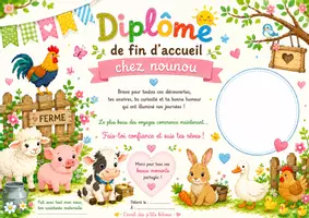 Aperçu - Affichage - Kit diplôme et pancartes animaux de la ferme colorés - Page 1