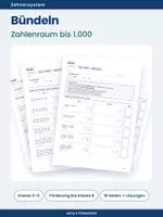 Vorschau - Arbeitsblätter - Stellenwertsystem: Bündeln bis 1000 – Dienes Material - Deckblatt