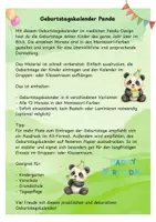 Vorschau - Anderer Materialtyp - Pandaklasse Geburtstagskalender Panda - Seite 1