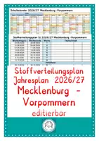 Vorschau - Arbeitsblätter - Stoffverteilungsplan Mecklenburg -Vorpommern. Jahresplan für das Schuljahr 2026/27 zum Bearbeiten - Deckblatt