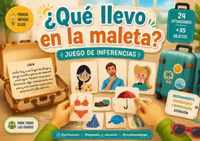 Vista previa - Juegos / Gamificación - ¿Qué llevo en la maleta? Inferencias, razonamiento y vocabulario - Portada