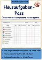 Vorschau - Anderer Materialtyp - Hausaufgaben-Pass – vergessene Hausaufgaben im Blick | Back to School - Deckblatt