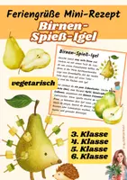 Vorschau - Unterrichtsreihen - Birnen-Spieß-Igel | Mini-Rezeptkarte | vegetarisch | Herbstgruß | Klasse 3–6 - Deckblatt