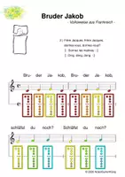 Vorschau - Arbeitsblätter - (A) Bruder Jakob - Singen, Glockenspiel, Blockflöte / Kinderlieder - Spielend leichter Einstieg für Anfänger / Bunte Noten Rainbow A - Deckblatt