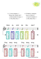 Vorschau - Arbeitsblätter - (A) Bruder Jakob - Singen, Glockenspiel, Blockflöte / Kinderlieder - Spielend leichter Einstieg für Anfänger / Bunte Noten Rainbow A - Seite 1