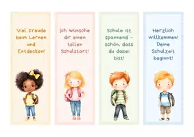 Vorschau - Anderer Materialtyp - Einschulung - Lesezeichen - Willkommensgruß für die 1. Klasse. Schulanfang Geschenk. Willkommensgruß zur Einschulung. - Seite 1
