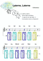 Vorschau - Arbeitsblätter - (A) 4 Kinderlieder für Herbst und Winter - Laterne, Laterne / Alle Jahre wieder / Schneeflöckchen, Weißröckchen / Es regnet - Singen, Glockenspiel, Blockflöte - Spielend leichter Einstieg für Anfänger / Bunte Noten Rainbow A - Seite 1