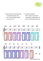 Vorschau - Arbeitsblätter - (A) Meine Hände sind verschwunden - Singen, Glockenspiel, Blockflöte / Kinderlieder - Spielend leichter Einstieg für Anfänger / Bunte Noten Rainbow A - Seite 1