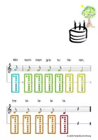 Vorschau - Arbeitsblätter - (A) Kinderlieder zum Geburtstag in Farbschema Rainbow A - Materialpaket Singen, Blockflöte, Glockenspiel - Seite 2