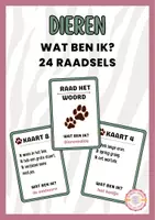 Voorbeeld - Wat ben ik? – 24 Raadselkaarten: Dieren | Woordenschat Groep 3-5 - Voorblad