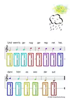Vorschau - Arbeitsblätter - (A) Es regnet, es regnet - Singen, Glockenspiel, Blockflöte / Kinderlieder - Spielend leichter Einstieg für Anfänger / Bunte Noten Rainbow A - Seite 1