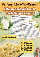 Vorschau - Unterrichtsreihen - Blumenkohl mit Lieblingssauce | Mini-Rezeptkarte | vegetarisch | Herbstgruß | Klasse 3–6 - Deckblatt