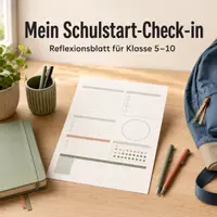 Vorschau - Bildkarten - Mein Schulstart-Check-in – Reflexionsblatt für Klasse 5–10 - Deckblatt